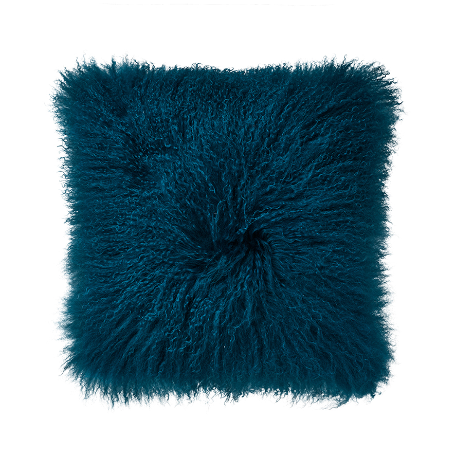 Home Republic Mongolian Sheepskin Cushion Teal Cushions Adairs