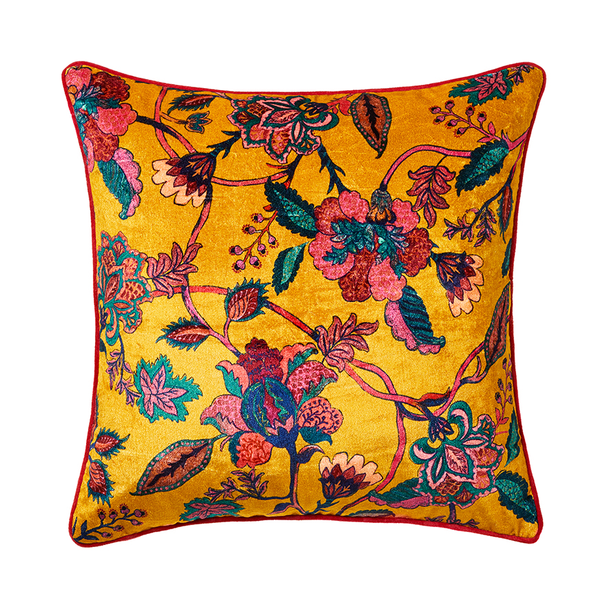 Mustard floral hot sale cushion