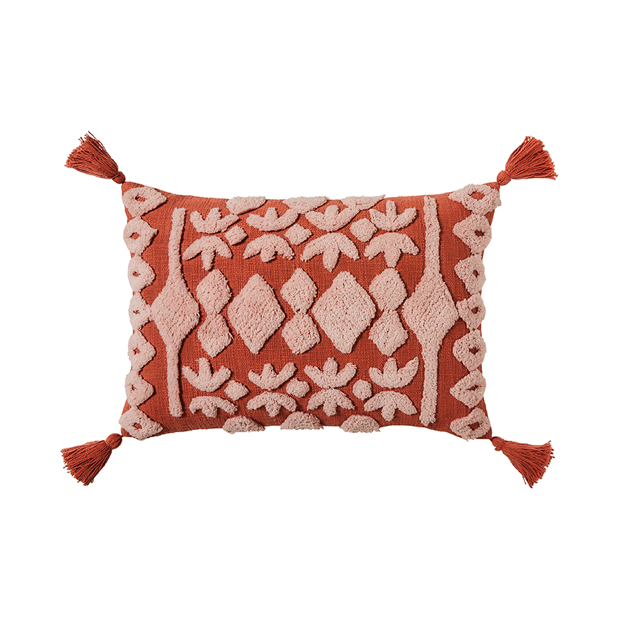 Red Earth Burnt Orange Tufted Cushion | Adairs