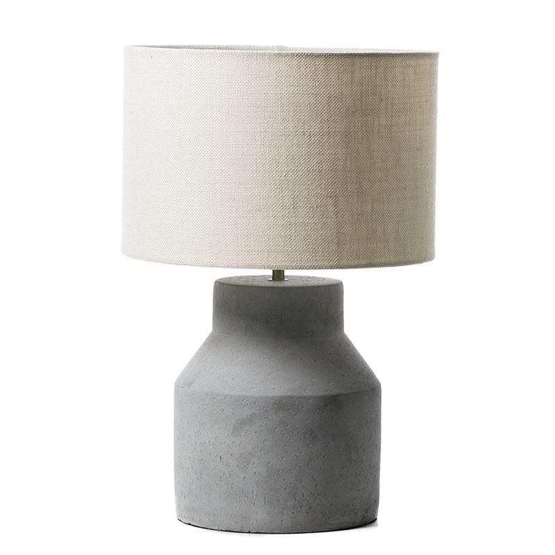 Home Republic - Concrete Table Lamp Grey & Natural Phoenix | Adairs