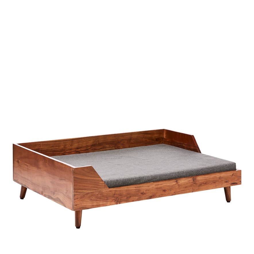 Grey wooden dog outlet bed