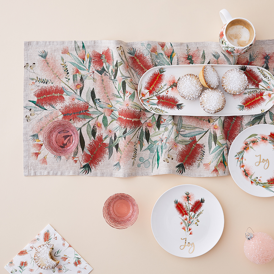 Festive Botanical Natural Table Runner | Adairs