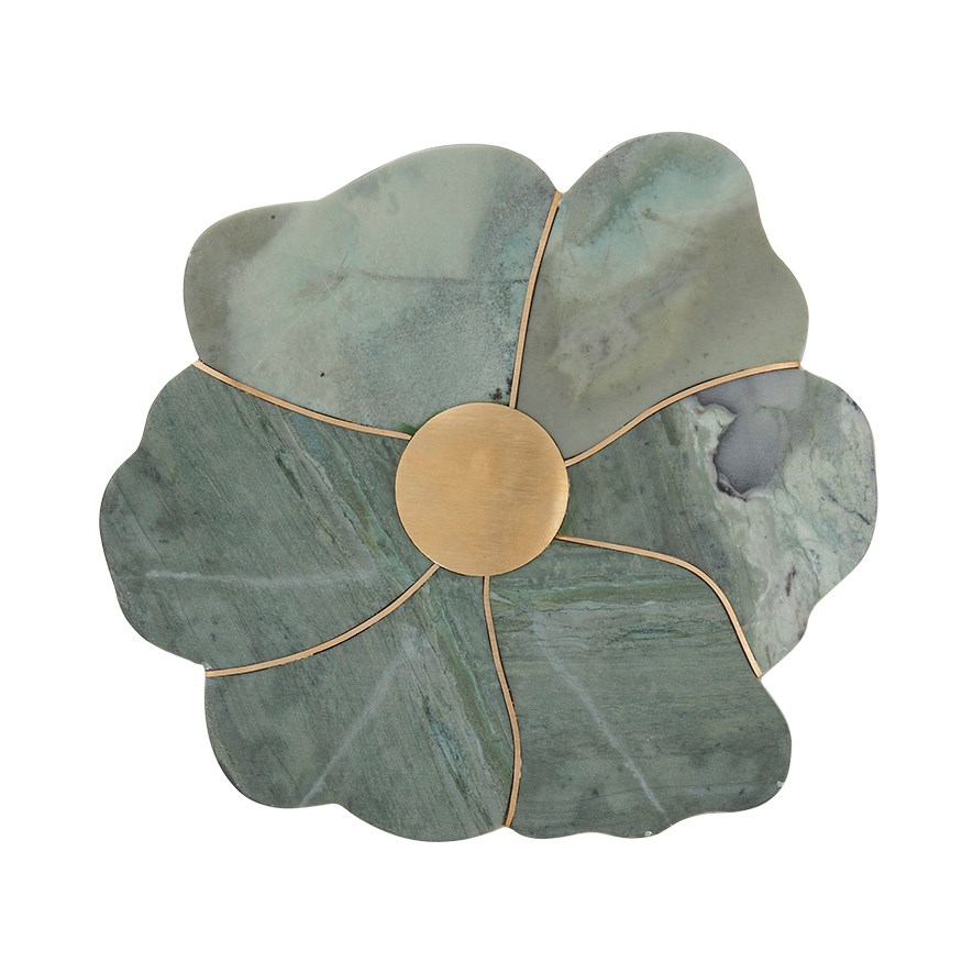 Daisy Green & Gold Marble Trivet | Adairs