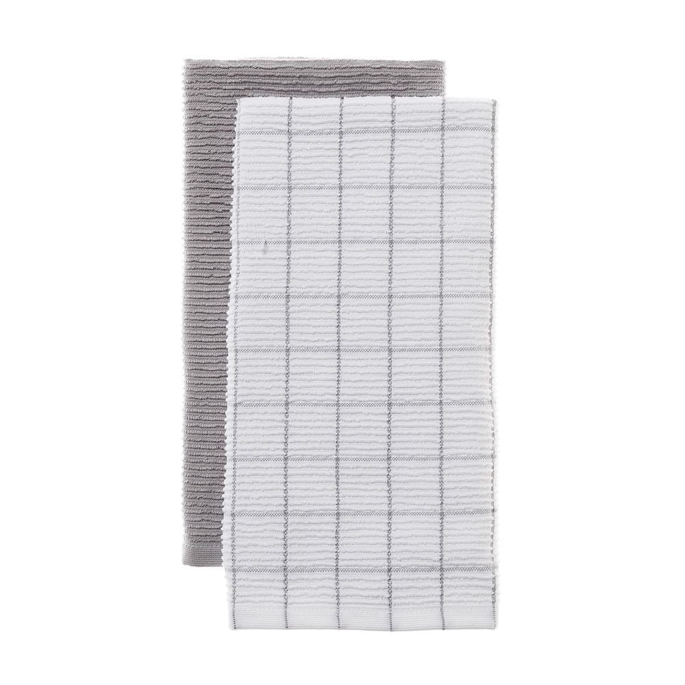 Home Republic Grid Tea Towels Light Grey Homewares Tableware