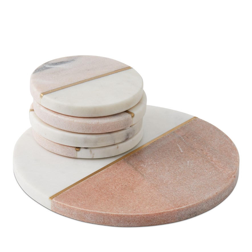 Prato Marble Pink White Set of 4 Coasters Adairs