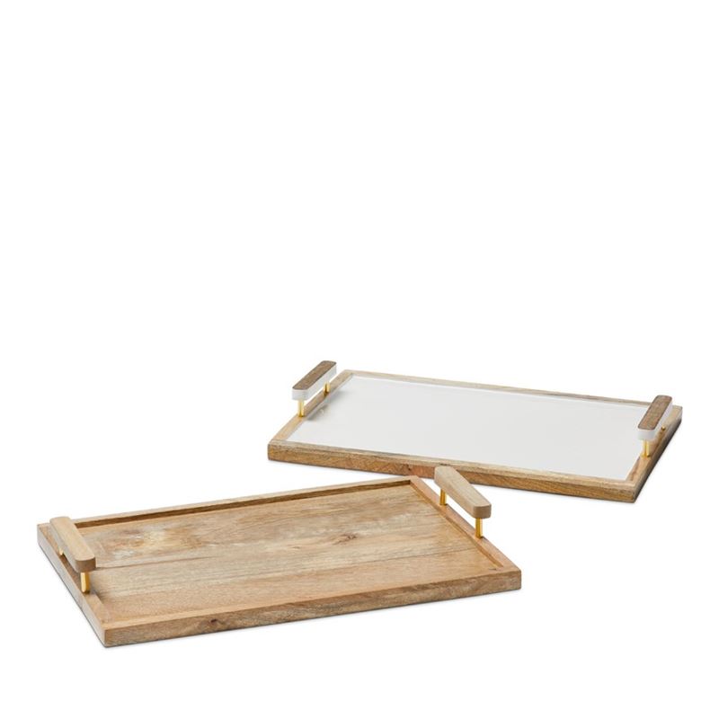 Blanco Natural & White Timber Tray | Adairs