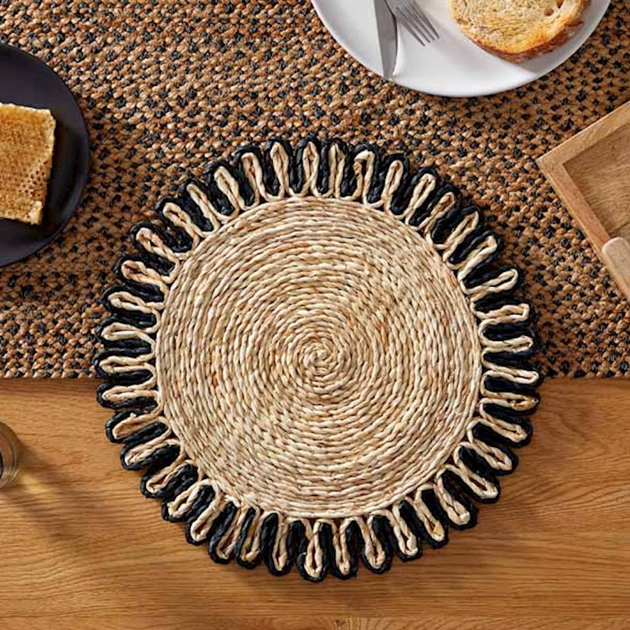 Home Republic - Palma Natural & Black Loop Placemat | Adairs