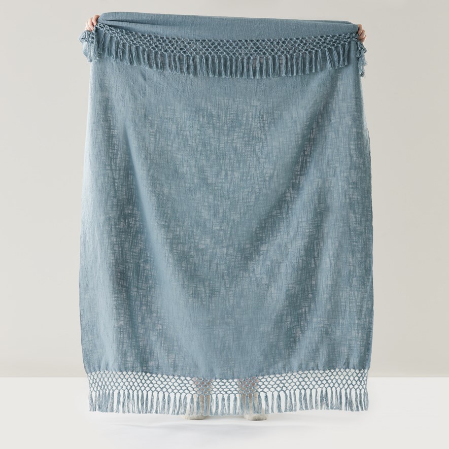 Macrame Blue Rain Knot Throw | Adairs