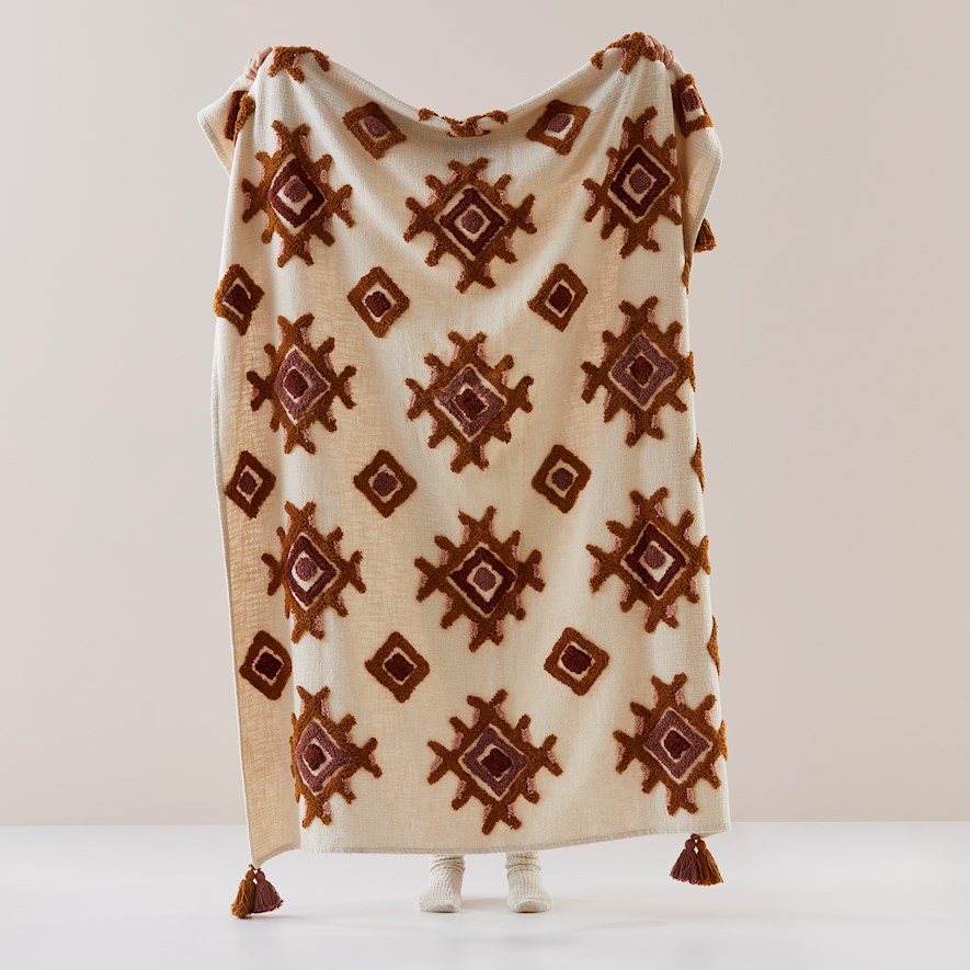 Damask Throw Blanket selling - Rosé, Bronze and Forest