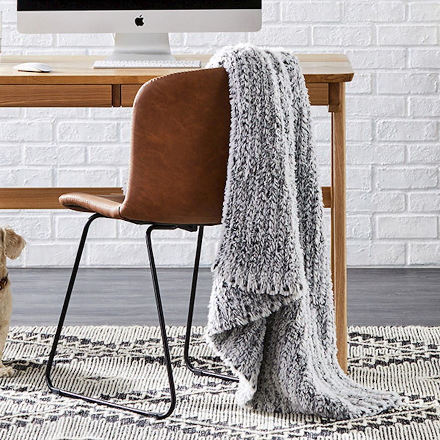 Munich Grey Feather Yarn Throw Adairs