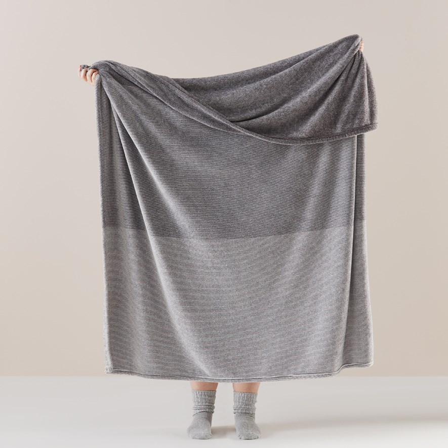 Ultrasoft Grey Stripe Throw Adairs