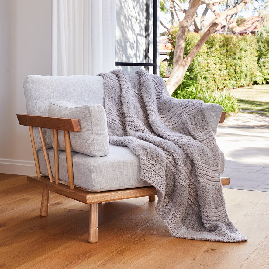 Kirby Grey Stripe Throw Adairs