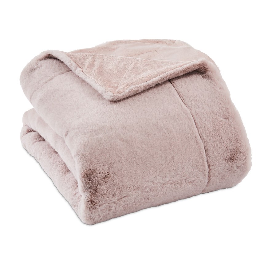 Astoria Dusty Pink Fur Blanket Adairs