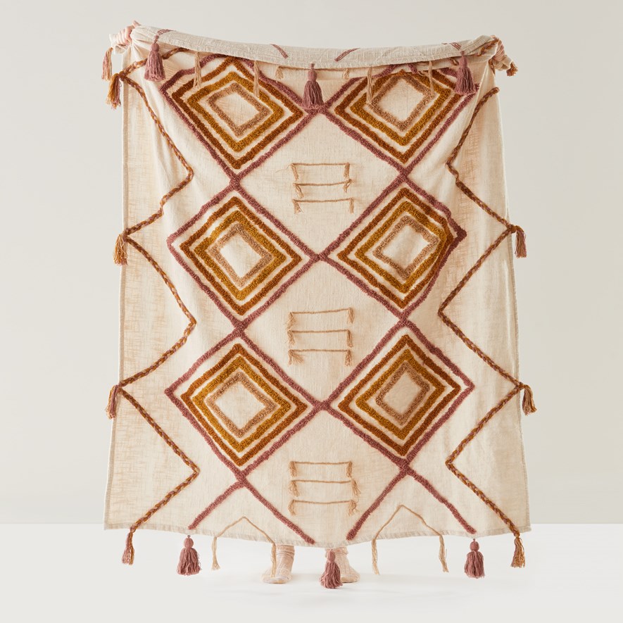 Geo tufted tassel throw blanket sale