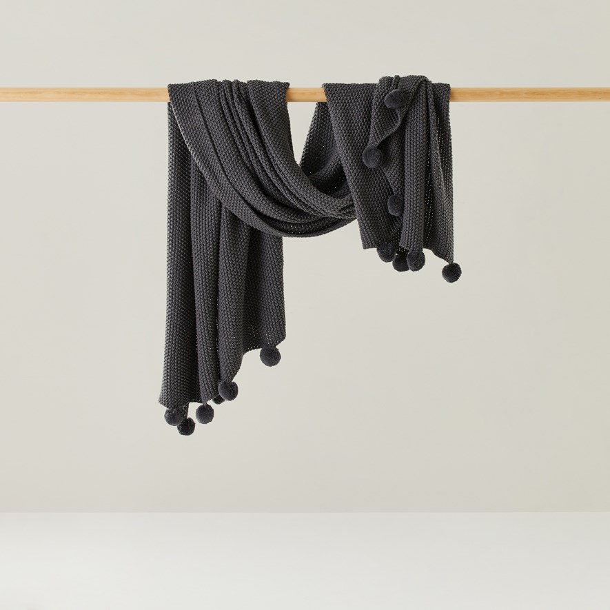 Pom Pom Throw Coal Homewares Throws Bed Runners Adairs Online