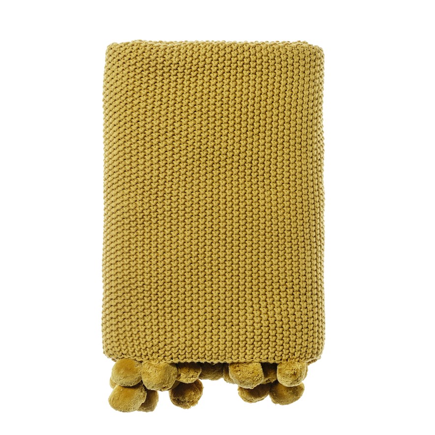 Home Republic Pom Pom Throw Mustard Homewares Throws Bed