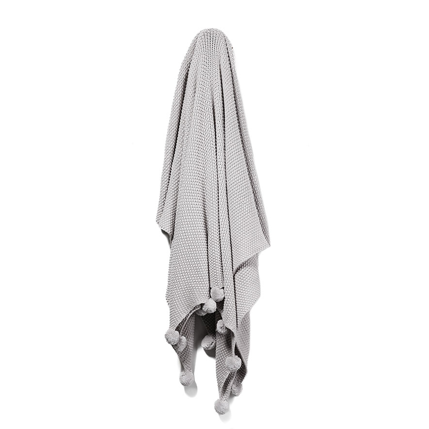 Home Republic - Pom Pom Silver Throw | Adairs