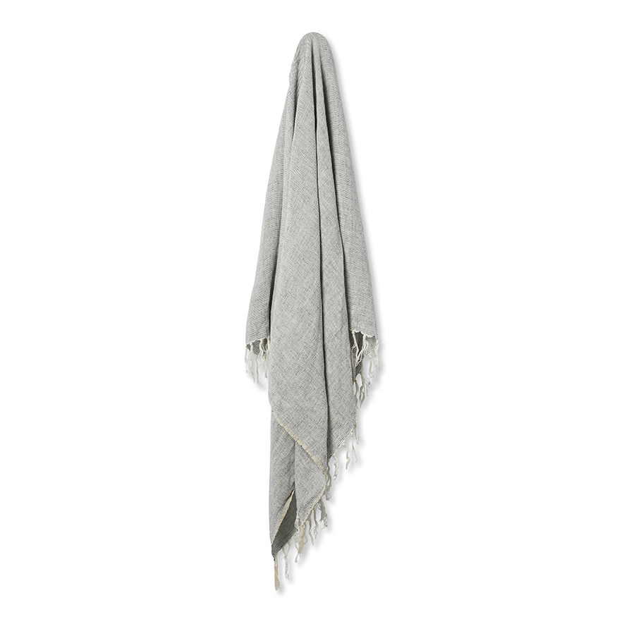 Home Republic - Malmo Navy Stripe Linen Throw | Adairs