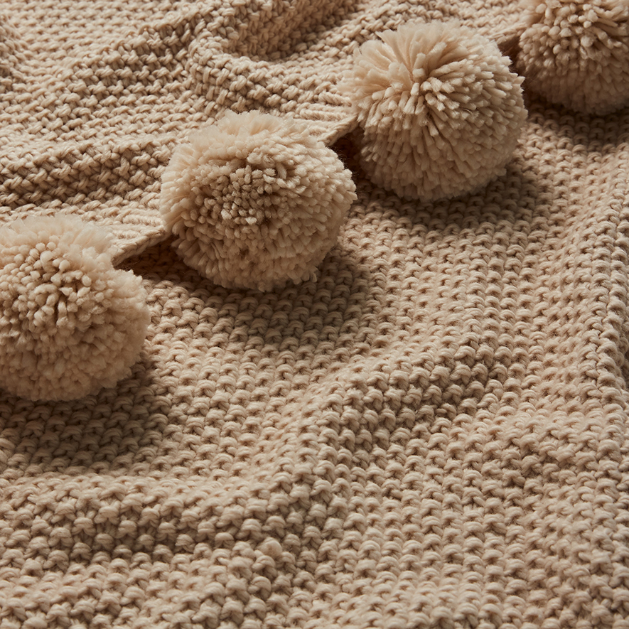 Omaha Natural Pom Pom Throw Adairs