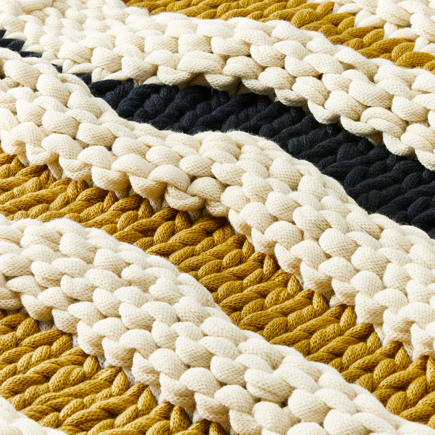 Newport Mustard Navy Stripe Chunky Knit Throw Adairs