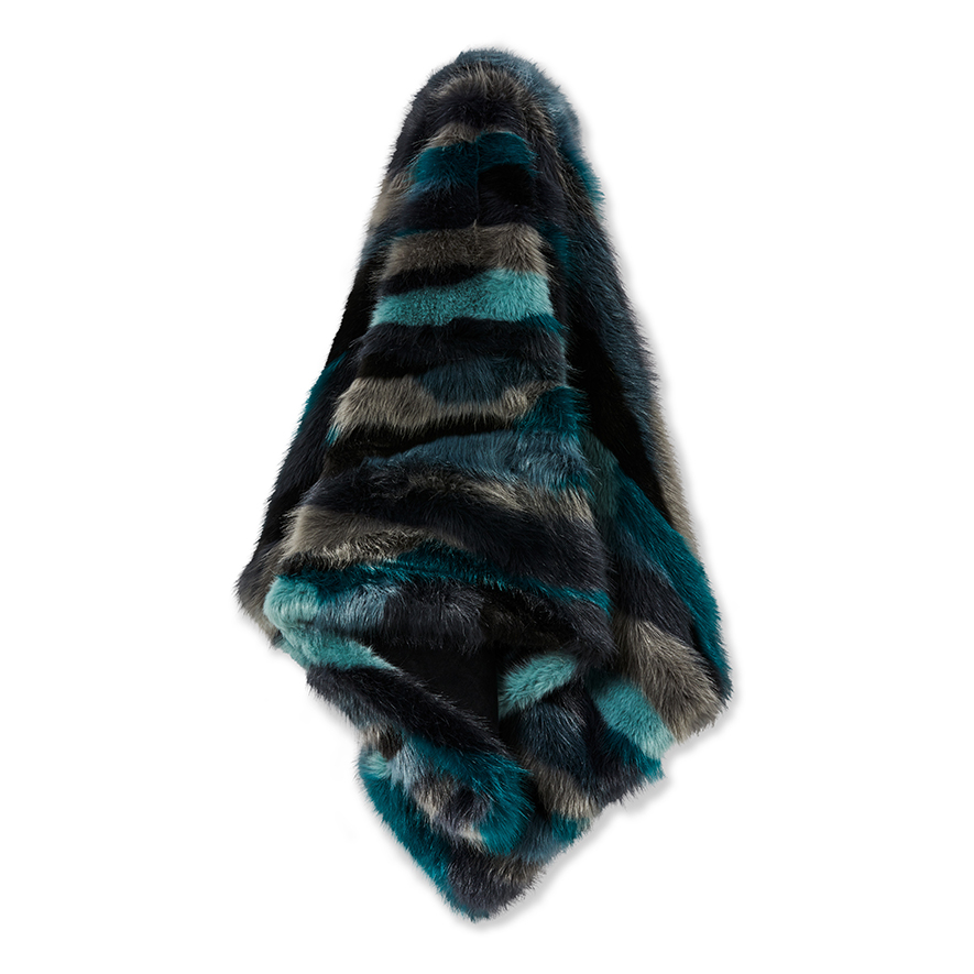 Norway Jacquard Shades of Blue Fur Throw Adairs