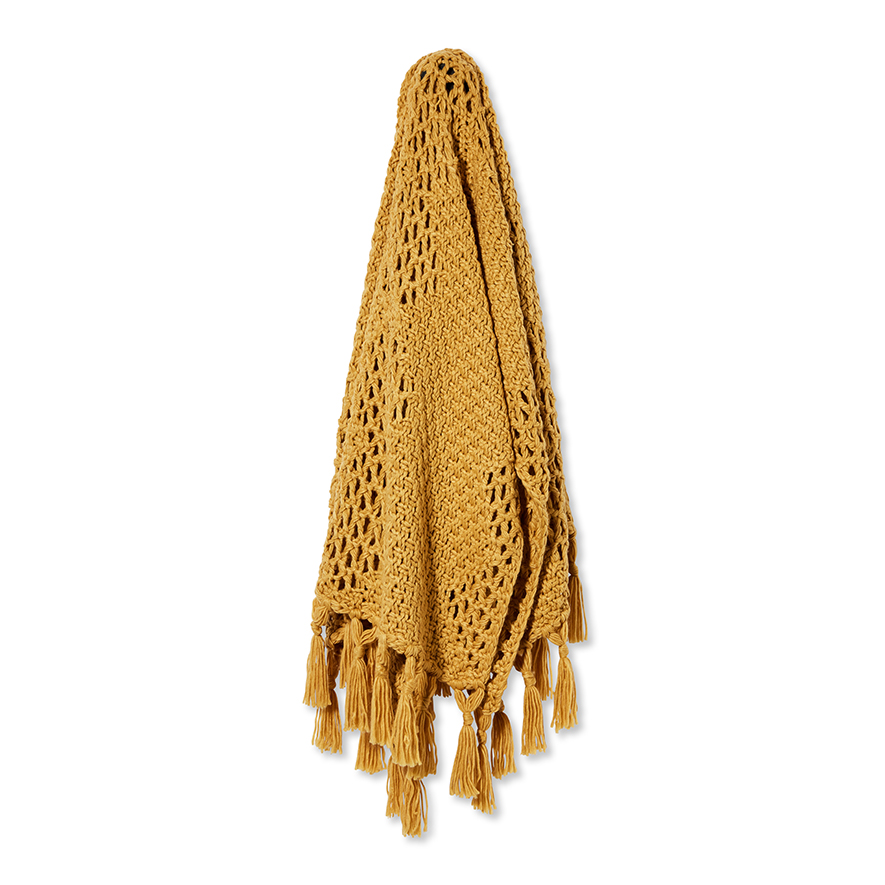 Mercer Reid Sinclair Mustard Knit Throw