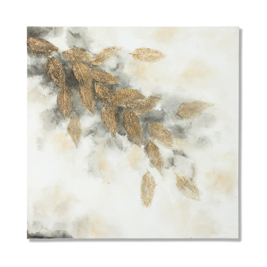 Winter Haze Gold Leaves Canvas | Adairs