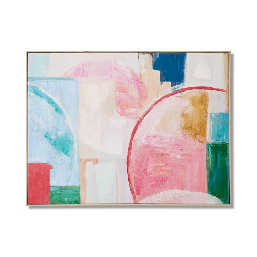 Lugo Pink Multi Abstract Landscape Canvas | Adairs