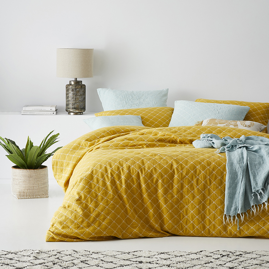 European Collection Santa Cruz Quilt Cover Citron Bedroom